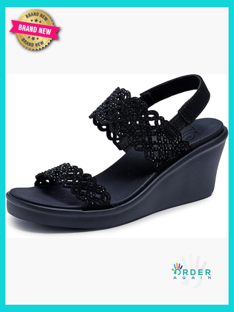 Wedge Sandals With Rhinestone Embellishments Lightweight Comfort Platform Heel